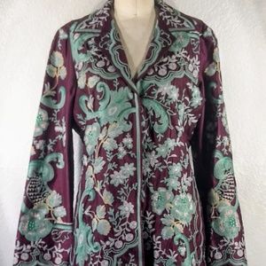 Johnny Was Biya Embroidered Ajanaå Silk Coat Sz M NWT